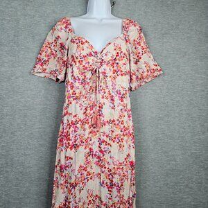 Love Stitch Women's Pink Floral Maxi Short Sleeve Dress Size L